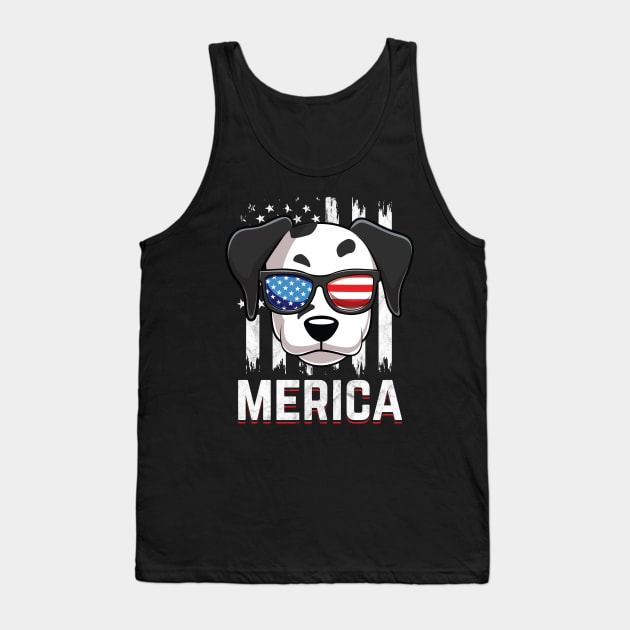 Merica Dalmatian Dog American Flag Patriotic 4th Of July Tank Top by HCMGift